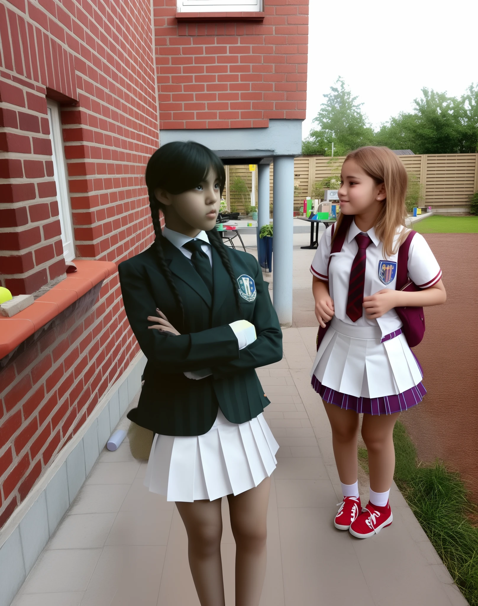 Both wear some school uniform