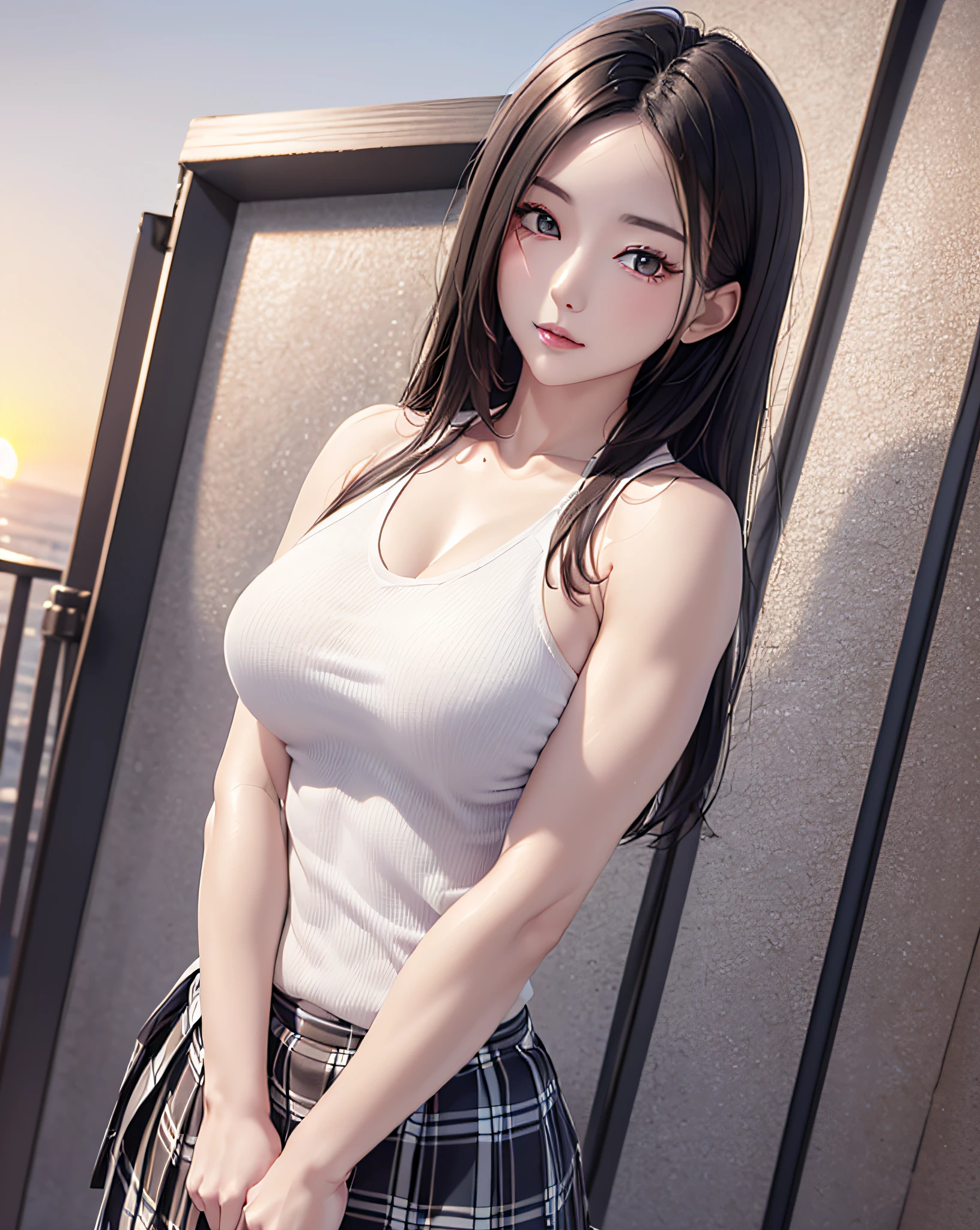 (1female body builder:1.37), masterpiece, best quality, illustration, ultra-detailed, finely detail, highres, 8k wallpaper, perfect dynamic composition, beautiful detailed eyes, natural lip, (((wearing a red sexy police shirt:1.37, short skirt:1.3))), medium breasts:1.25, lovely look:1.3, white skin, pale skin, oily skin:1.3, shiny skin, Caucasian, shiny-black thin hair, side-under-cut-hair-style, hands between legs, kneeling on bed, spread legs, (showroom effect, staged compositions, polished presentation, sleek visuals, idealized environments, aspirational design, bedroom), incoming, sunset, upturned eyes, attractive posing, perfect human anatomy, perfect proportion,