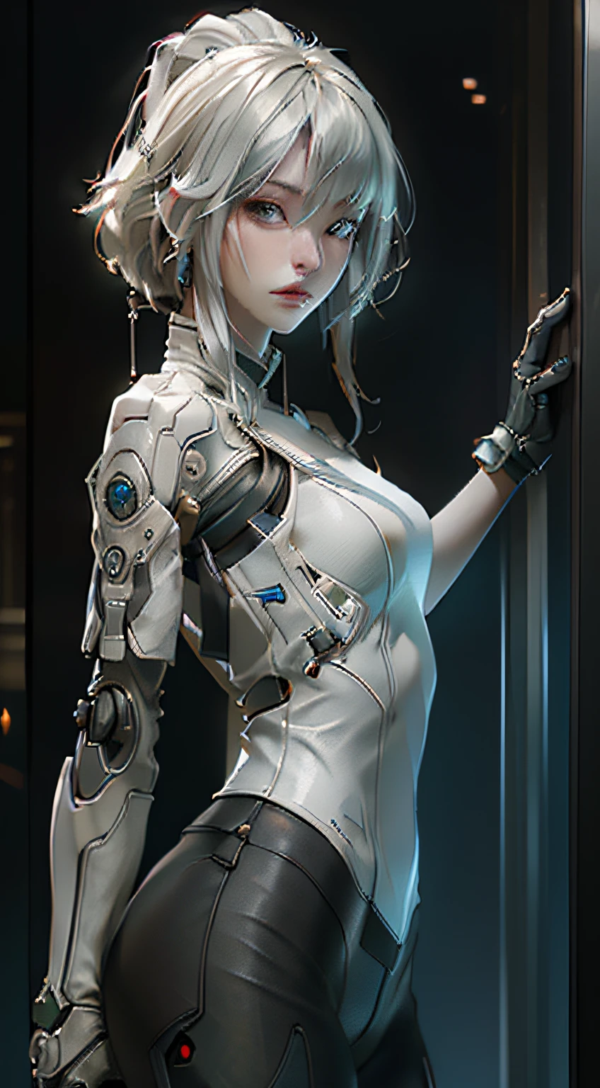 ((of the highest quality)), ((​master piece)), (detail:1.4), (((Translucent with mechanical parts and transparent skin++Iridescent aurora material++、++Gray carbon material++Beautiful women in cyberpunk made of))), ((Wide open chest)), Skin of the hips and thighs, Ticker (High dynamic range), Ray tracing, NVIDIA RTX, Super Resolution, Subsurface Scattering PBR Texturing, Post-processing, Anisotropy Filtering, depth of fields, Surface Shading, Accurate simulation of light/Material Interactions, perfectly proportions, Two-tone lighting, Wide aperture, Low ISO, White Balance, 8K, (((Cameltoe))), NSFW, (((Tall Woman))), 25 year old woman, Brilliant LED, knee high, Bulge, open stance, Cowboy Shot, Skin of the hips and thighs, Beautiful body, Navel visible on bare skin, Chest to feel gravity, ((Cyber hood with dull glowing LEDs)), (Huge breasts: 1.3), (gargantuan butt: 1.0), Cyberpunk dazzling cityscape, neon signs, led lights, Bright and vivid color scheme, Bright and vivid color scheme, Sitting in a mechanical chair、cross one's legs, Surprised look, Dull bangs, (((+++Beautiful bright iridescent hair+++ Straight Mini Dumb Hair))), ((Chemical Coloring Inner Hair))), Anatomically correct arms and fingers