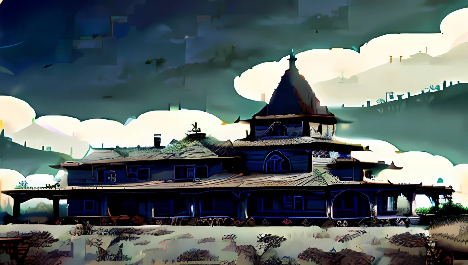 (gothic village), (pixel) (pixel art) (pixel style) crumbling architecture, dead vines cling to stone, pixel art, horror, village, middle ages, cloudy, gothic, lowres, pixelated, limited palette, dither shading