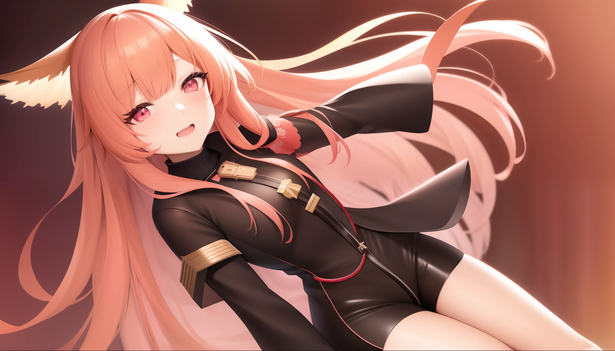 Anime girl with long pink hair and black costume on the floor, Ayaka Genshin Impact, azur lane style, best anime 4k konachan wallpaper, official artwork, Fine details. girls' frontline, from the azur lane videogame, from girls frontline, high detailed official artwork, Smooth Anime CG Art, girls frontline cg, zerochan art, marin kitagawa fanart