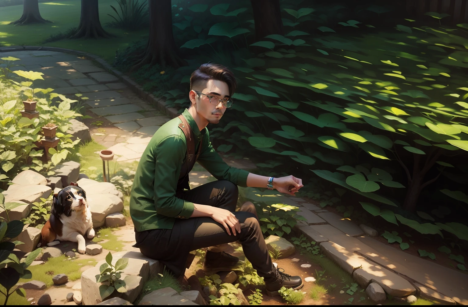 Only change the background , green garden