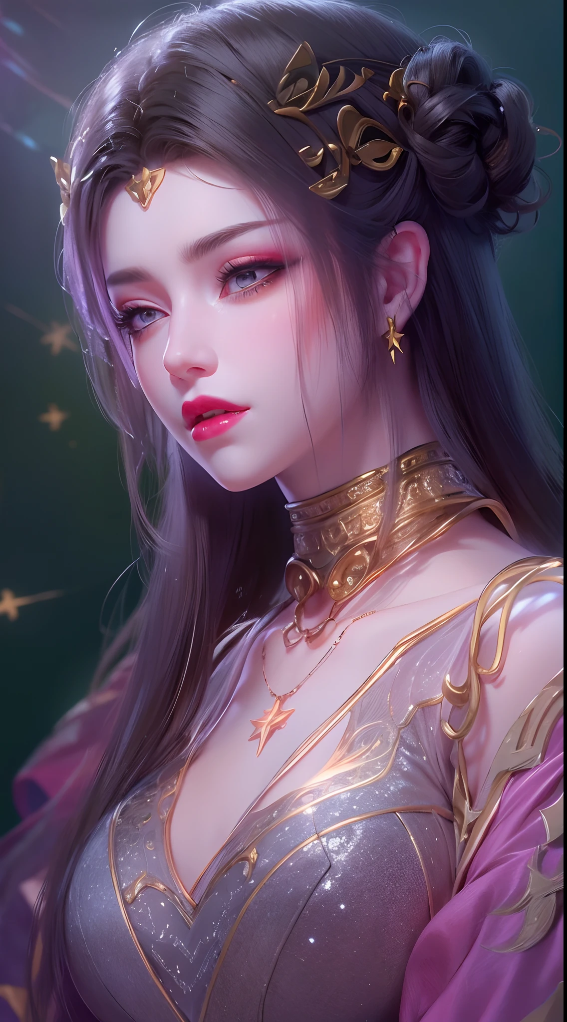 Portrait of a 21 year old saint,Charming adult saint in a long dress made of thin silk, beautiful saint with an old face, adult, She is wearing a bright pink colorful dress:1.5, beautiful face without blemishes, ((7 hair length colors:1.2)), big crown, hair brooch, Hanfu dress, Ancient Chinese style, whole body jewelry, forehead tattoo, face tattoo,very even breasts, face, innocent face, The most beautiful and delicate light red lipstick, ((thin and plump lips:0.3)), ((golden eyes color:0.6)), Detailed and delicate lighting effects, Light and Darkness, dramatic lighting, magical lights, highly detailed lighting, natural color, very sharp, realistic, 8K quality, Fantasy space setting, A space of saints and magic, The most detailed images, ((alone:0.3)), ((to the saints:0.6)), ((Staring straight at saint'upper body:0.4)), ((soft skin:0.5)), ((saint'veil:0.6)),Tattoo , Face tattoo,Oiran , clothes made of jewels , Cherry Blossom , 🌸 , grassland , Close your eyes and sleep in the chair:1.5, whole body, breast exposure, Leg exposure,show one's legs, Palace, Emphasis on waist line