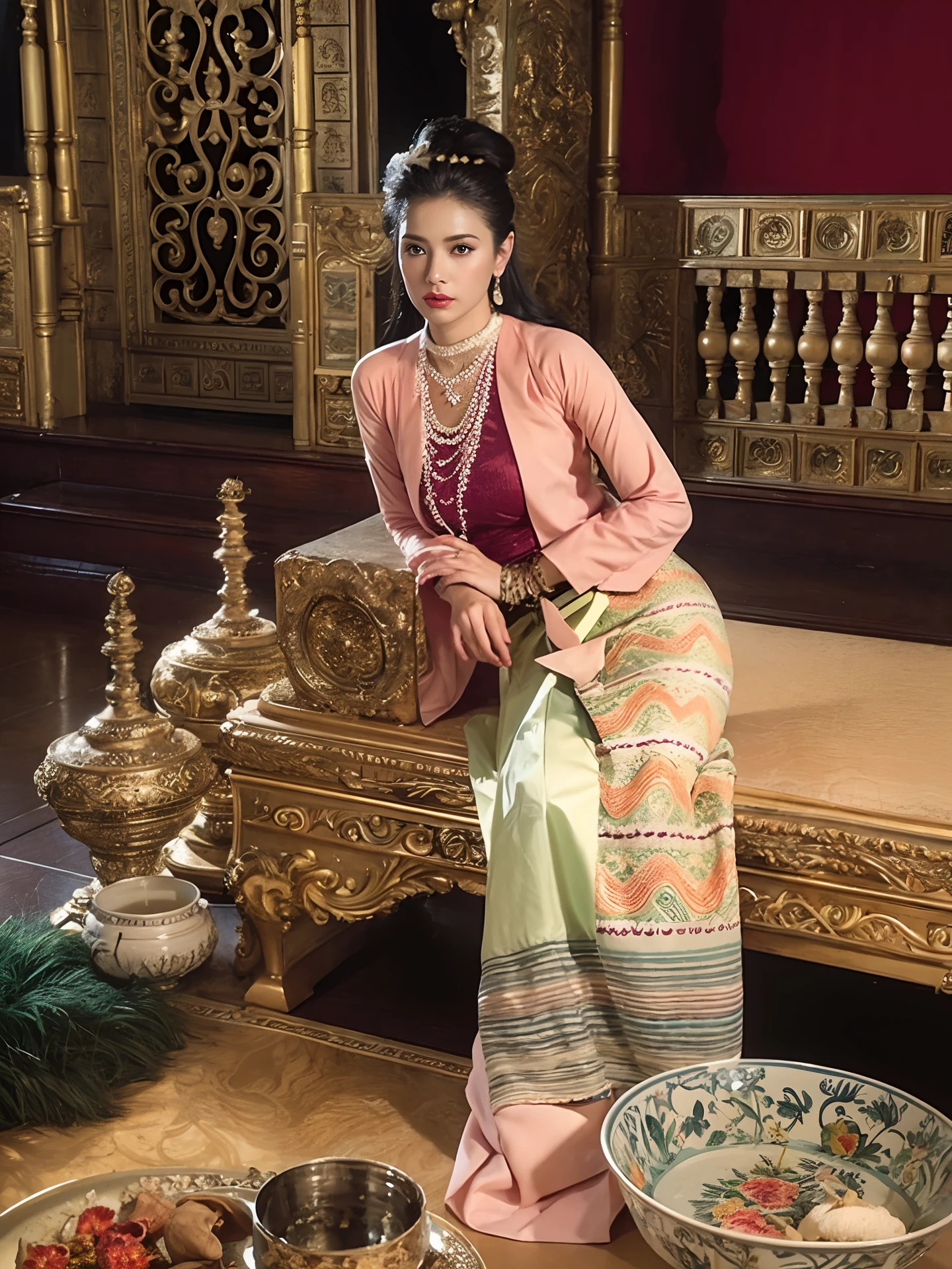 Myanmar girl with transitional clothes, HD, ultra detail, high resolution,