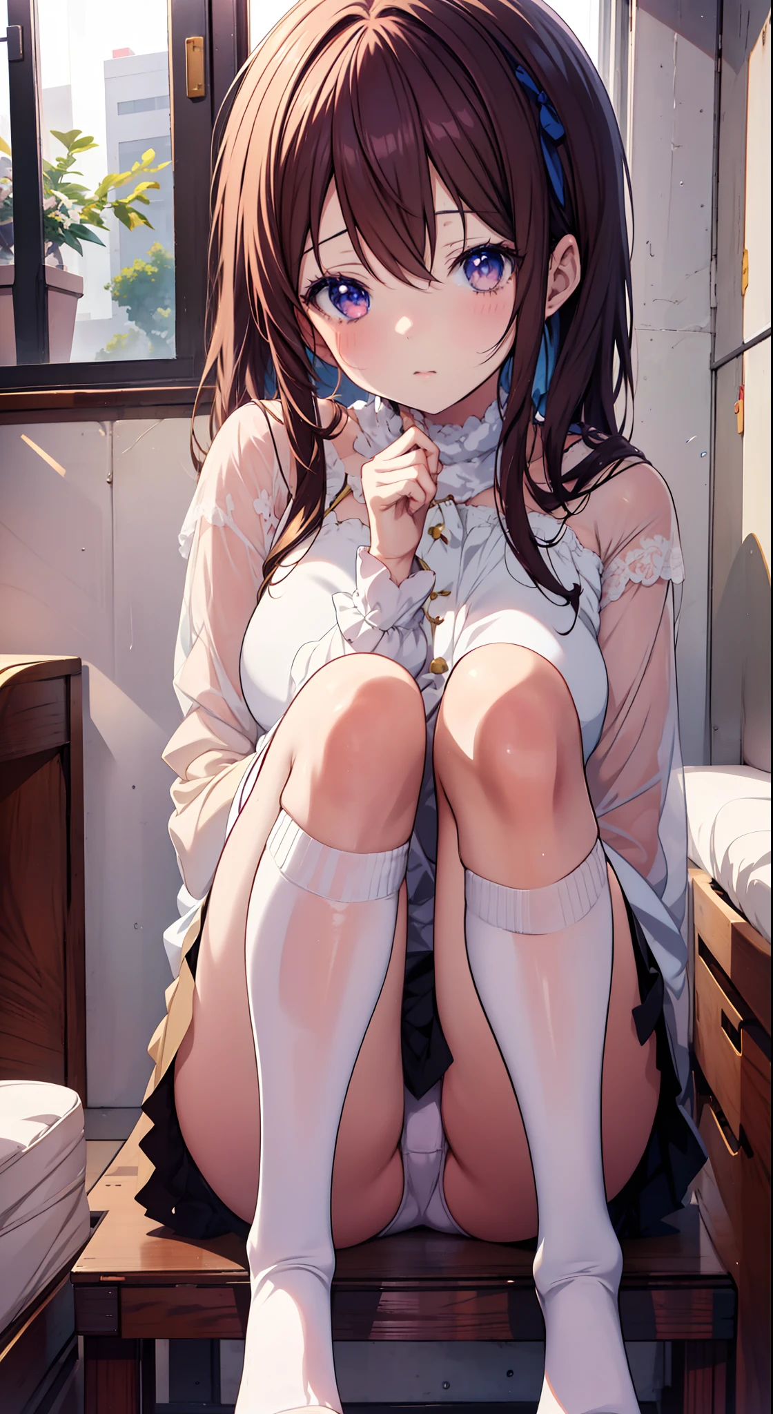 anime girl sitting on a bench with her legs crossed, beautiful anime girl squatting, Seductive Anime Girl, the anime girl is crouching, beautiful alluring anime , Cute anime girl, small curvy loliooth Anime CG Art, Anime Girls, charming anime girls, anime moe art style, [ 4 k digital art ]!!, (Anime Girl), Anime Girl