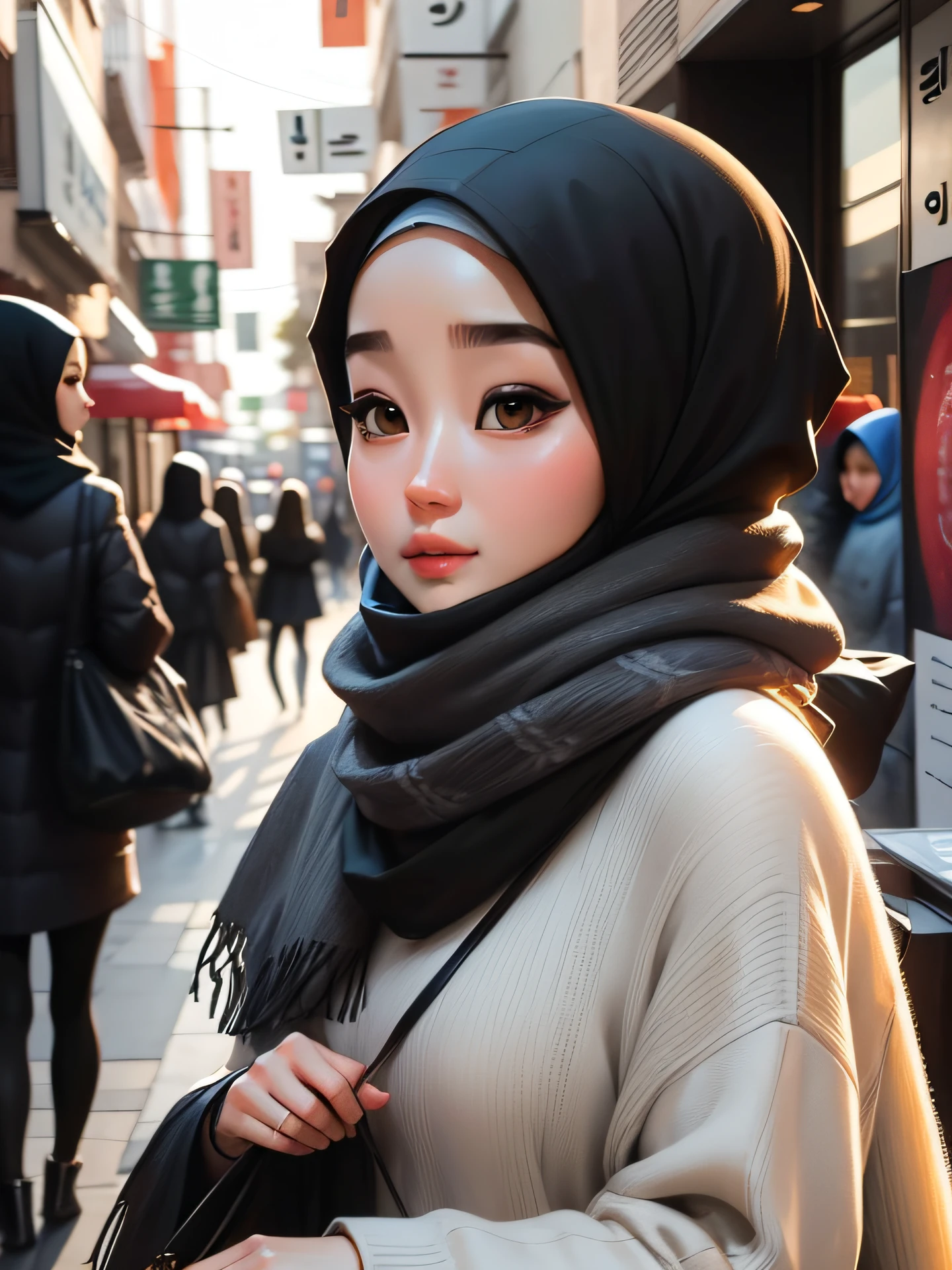 arafed woman in a black scarf and a gray sweater, beautiful south korean woman, hijab, korean woman, gorgeous young korean woman, korean girl, dilraba dilmurat, beautiful young korean woman, korean women's fashion model, beautiful female, beautiful iranian woman, female actress from korea, white hijab, attractive girl, very attractive and beautiful, beautiful image