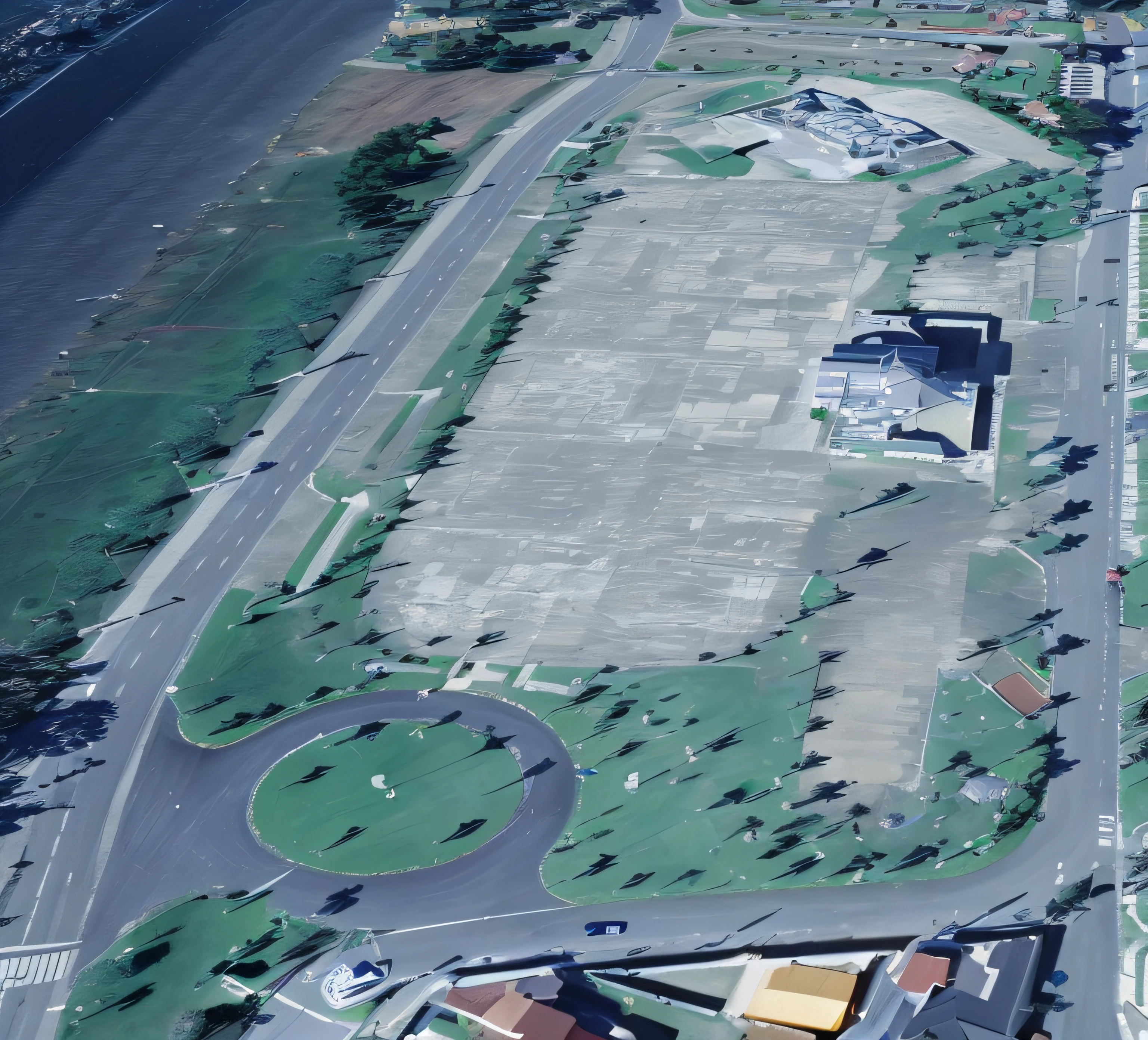 Aerial view in 3d and trees in 3d, satellite view, air shot, viewed from bird's-eye, fotografia de cima, aerial photography, aerial photo, Aerial view, a foto mostra um grande, Anfiteatro Sportspalast, Foto de cima, visto da terra, estruturas em 3d, casas em 3d, estradas e ruas em 3d