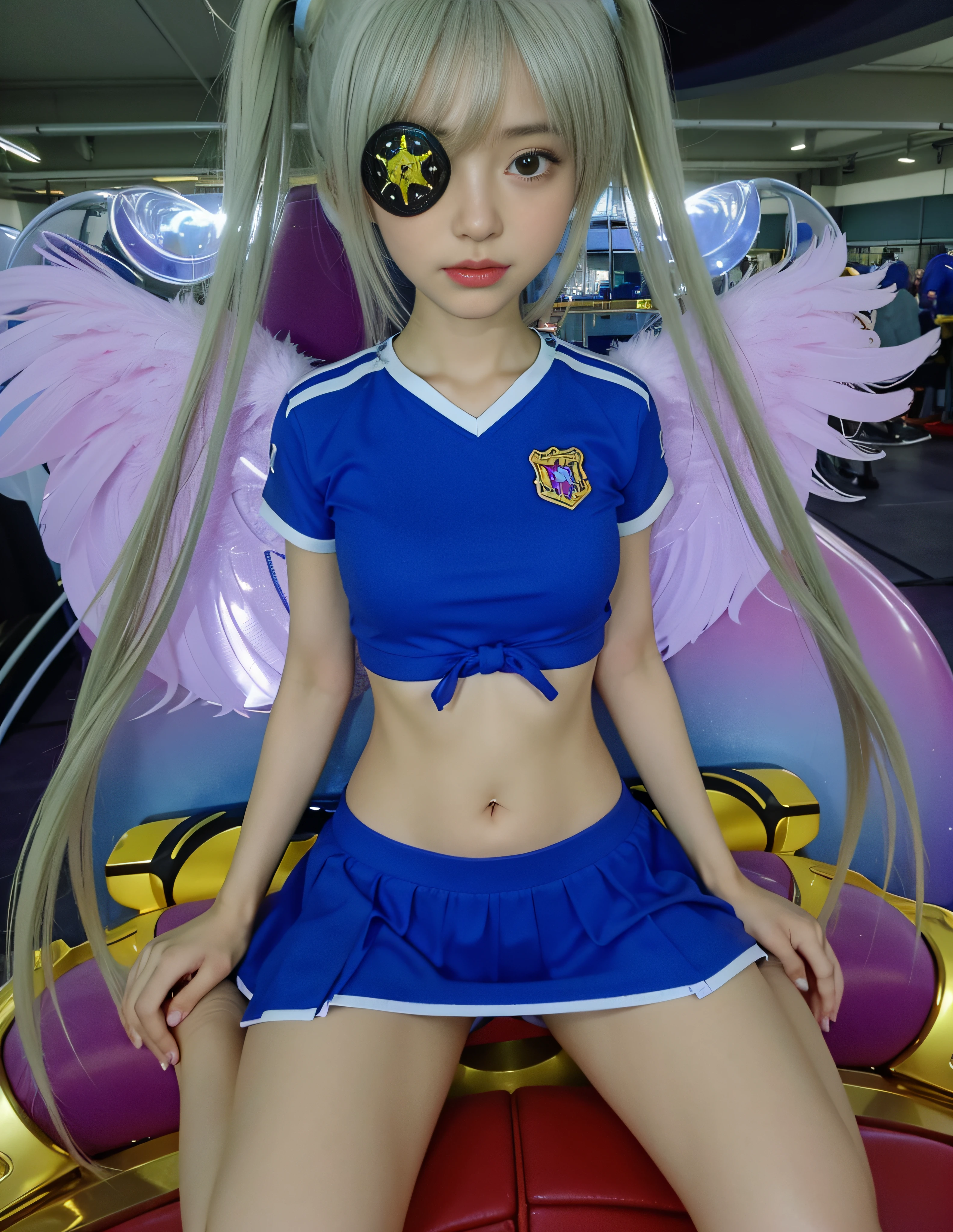 Anime girl with long hair and blue dress sitting on a red couch, usando halo de anjo, Anime estilo 3D, render de uma menina anime 3d bonito, 3d menina anime, Loli, Ahegao, in - jogo, No jogo, magic school uniform, Captura de tela do PC, menina bonita do anjo do ciborgue, nanogirlv 2, No jogo, menina android perfeita