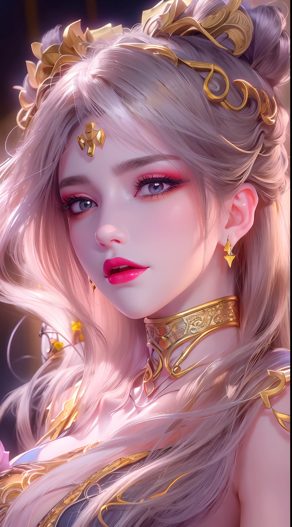 (8k, RAW photo, photorealistic:1.25) ,( lip gloss, eyelashes, glossy finish, glossy skin, best quality, super high resolution, depth of field, chromatic aberration, caustics, wide light, natural shadow, Kpop idol) look with serenity and goddess-like bliss to the spectators,