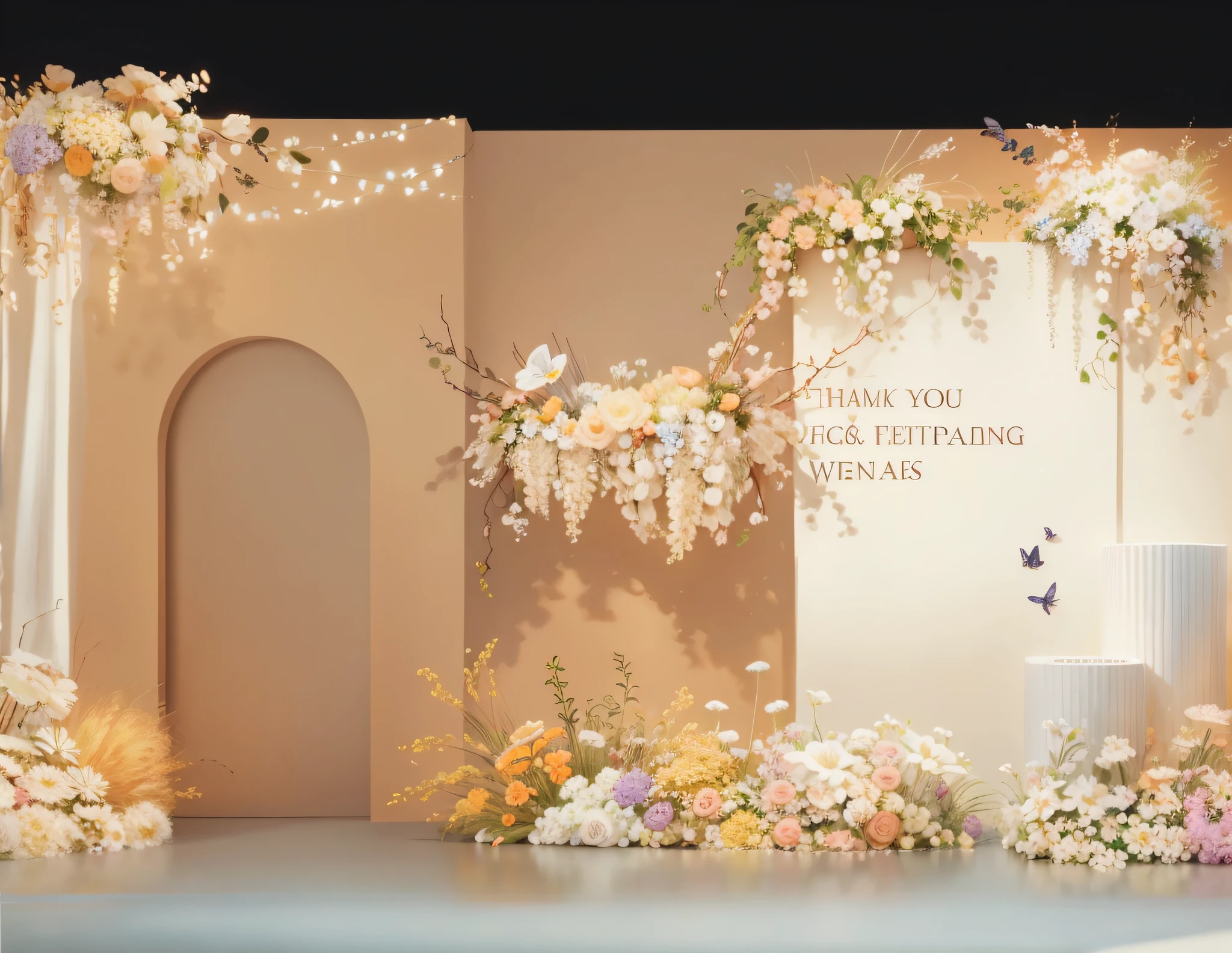（（（foster and partners，artist impression，artistic impression，Hamish MacDonald，Carey Morris，David Brewster，Higher detail illustration，Helen Berman，illustratio，A detailed illustration，Nick Fudge，Warren Mahi，artist impression））），Wedding design，Renderings，3Drenderingof，lot of flowers，small flower，Light