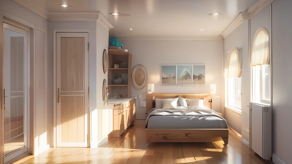Beachfront condo, panoramic, ambient light, morning sunlight,-- duplications, hyperrealistic, octane rendering, highly detailed, photorealistic, hyperdetail  -ar 3 : 2 -- no , CGI, 3d pixar, 3d rendering, Ultra HD, 8k, 4k, very detailed, realistic, photorealistic, hyperrealistic, artistic lighting, cinematic super realistic, film, natural lighting film type, bright hd image, rendering realist, all curved glass doors with wood border, wood and white color interior.