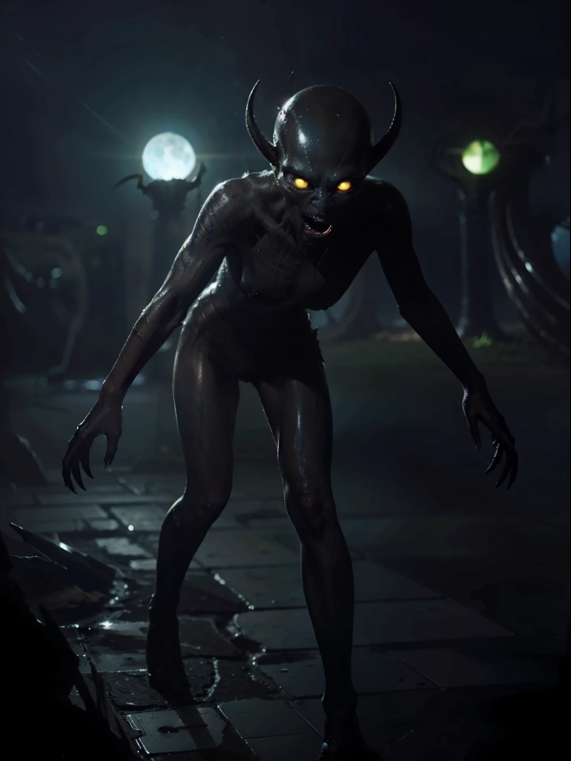 Alien invasion, Evil expression, Beautiful face, Heterogeneous skin tone, Strange pupils，Woman Monster，8K, Super detail, ccurate, Full body like，Best quality, Masterpiece, Super detail, High details, High quality, Best quality, A high resolution，