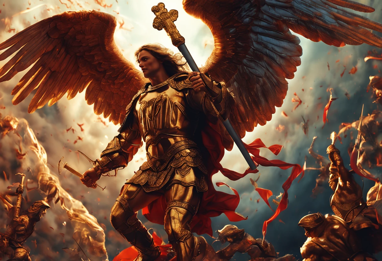fight between St. Michael the Archangel against the devil