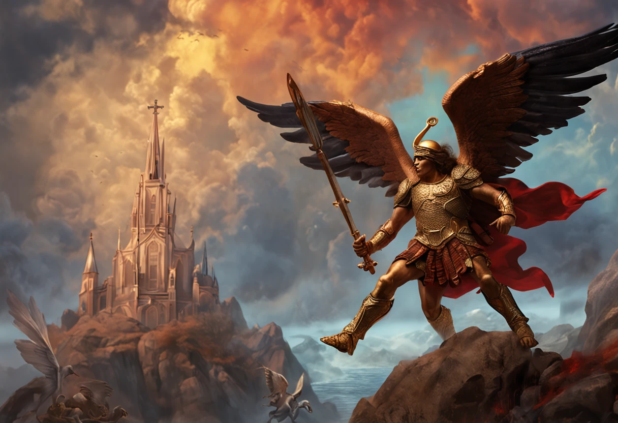 fight between St. Michael the Archangel against the devil