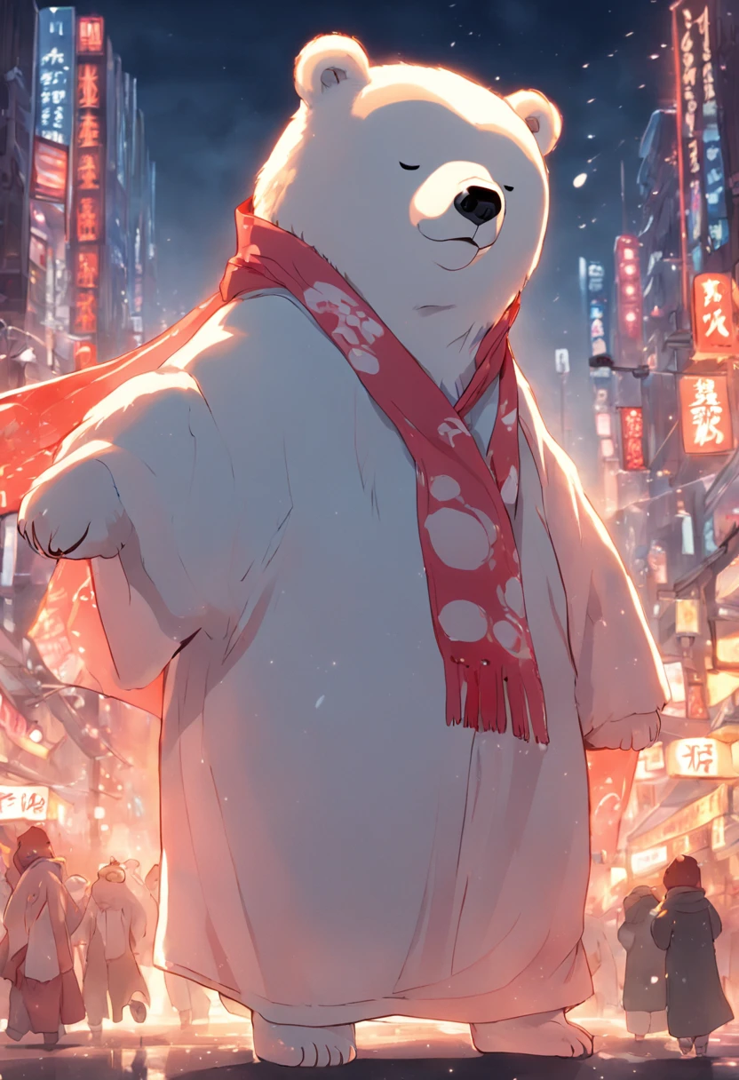 (There is a cartoon polar bear kimono wearing a scarf,Polar bears,tian zi,千 葉 雄 大,ƒ1.8,Middle Metaverse,Wang Chen,あかさたなは on twitter)