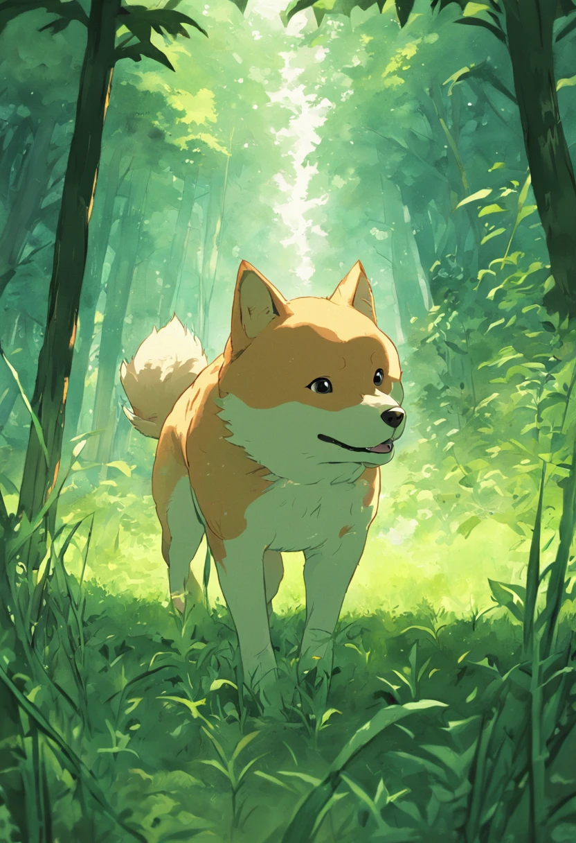 1 photo of grass, Shiba, During the walk, high quality photograph, No human,looking at viewer