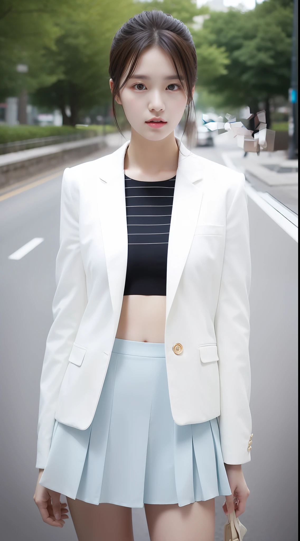 top Quority,Ultra-clear resolution,Clear eyes,plain face,s the perfect face,White skin,Perfect chest,with perfect legs,a color,skirt,Random environment