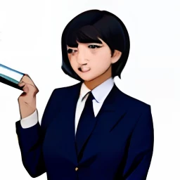 Short hair fat girl who works hard,Wear a stylish suit,Work with high motivation。