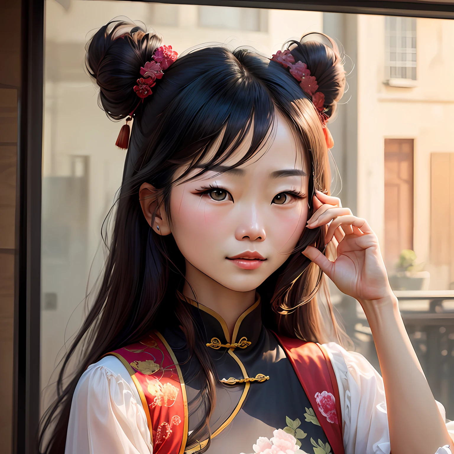 A real life photo of a Chinese woman showing her face,