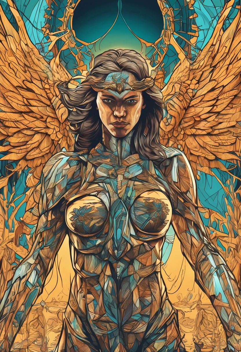 (St. Michael the Archangel.) (( With a serious face. Com um olhar doce e terno))) (obra prima, qualidade superior, melhor qualidade, Arte Oficial, Beautiful and Aesthetic: 1.2), (1girl), extremamente detalhado, (Arte Fractal: 1.3), Colouring, mais alto detalhado, rosto perfeito, parte superior do corpo, HDR, (Rezando: 1.3), (linhas douradas de pelagem branca: 1.2),na guerra,