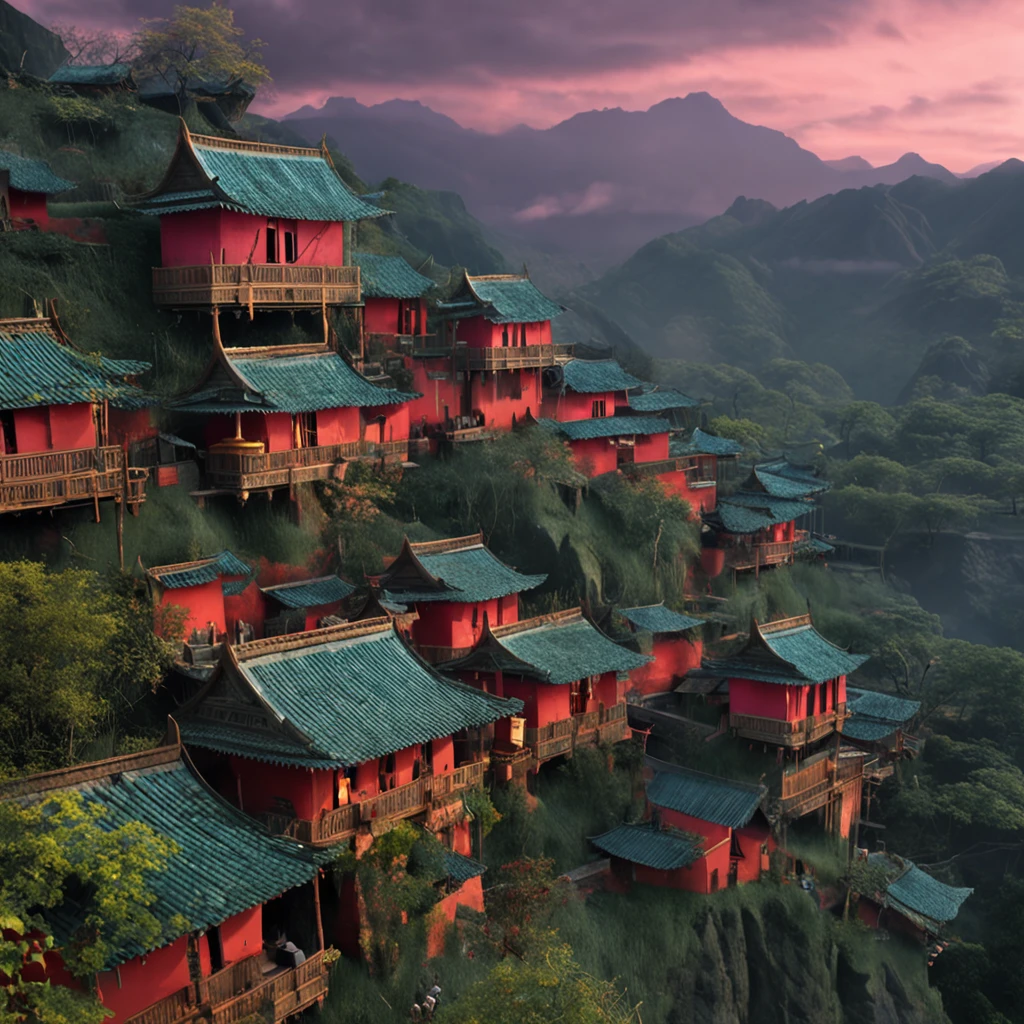 Dai villages,Hanging foot building,Best painting quality