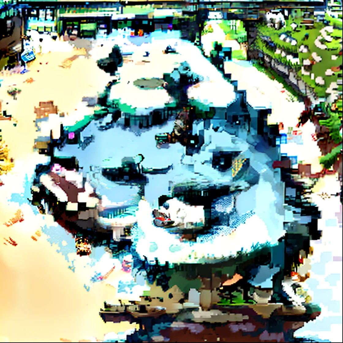 The dog has a white bear hat on its head
