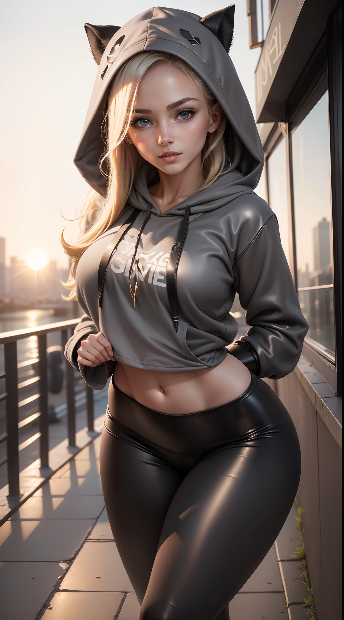 {(georgina rodriguez, using (quadriceps marking on black leather leggings), is ((sweatshirt {flavor}, with Toca De Frio Stylish Beanie in pink wool)), (sensuous)body chest, quadril far away, Waist slender, far away, thick thighs with quadriceps muscles,}, paris, ultra-realistic image, perfect symmetry, vibrant and clear, dynamic view, high level of detail and definition, 1200 PPI - Photographic resolution with greater color realism, hyperrealisti, high fidelity, cinematic, 8K UHD image resolution.