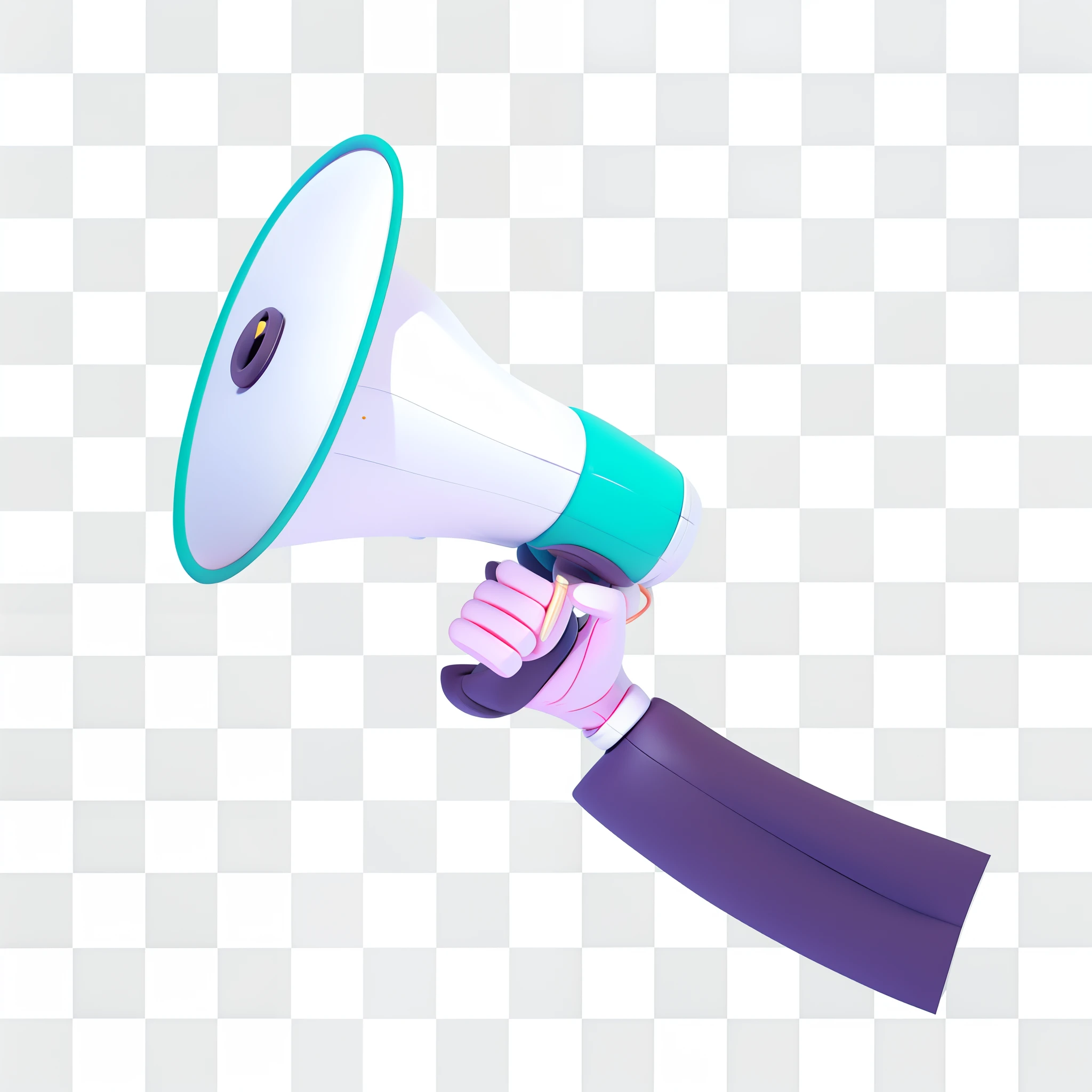 One hand holding a horn，estilo cartoon 3d
