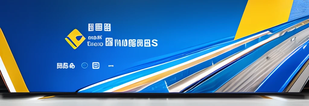 There is a blue and white advertisement，The background is blue and yellow, commercial banner, Wang Chen, product introduction photos, bottom - view, blue backdrop, Banner, ProductAdvertisements, 1 0 8 0 p, HD - N 9, 1080p, full - view, - h 8 5 0 - w 6 0 0