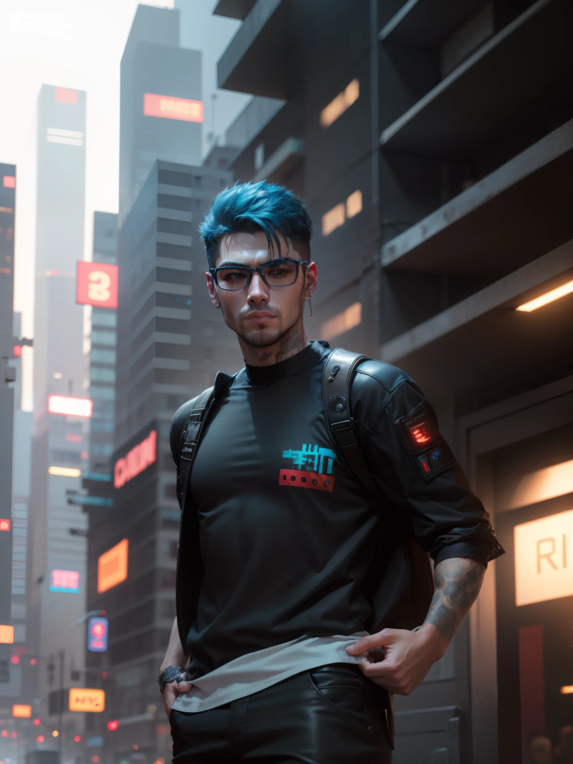 Change background realistic handsome boy  cyberpunk ultra realistic