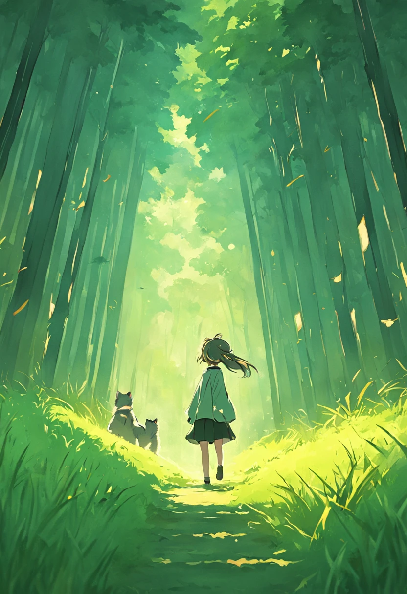1 photo of grass, Shiba, When walking, high-quality photo, No Man,yeero,Quiet,mistic,No one is involved,byself