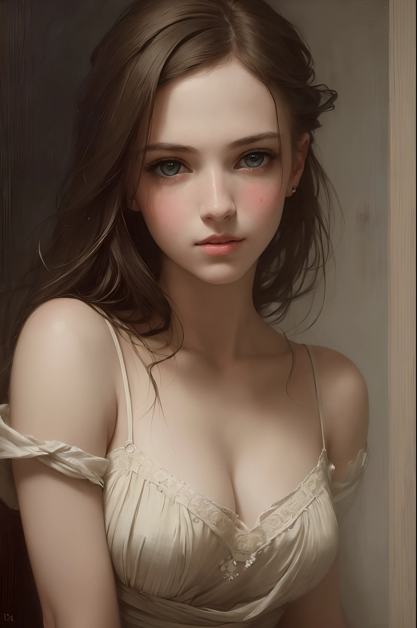 ((beste-Qualit)), Portrait of a cute emotional girl, ((style of: Alex_Russell_Flint)), ((tmasterpiece)), ((Realistic)), Complicated details, aesthetics, excitement, Intricate, Extremely detailed, RAW-16 бит, 8K