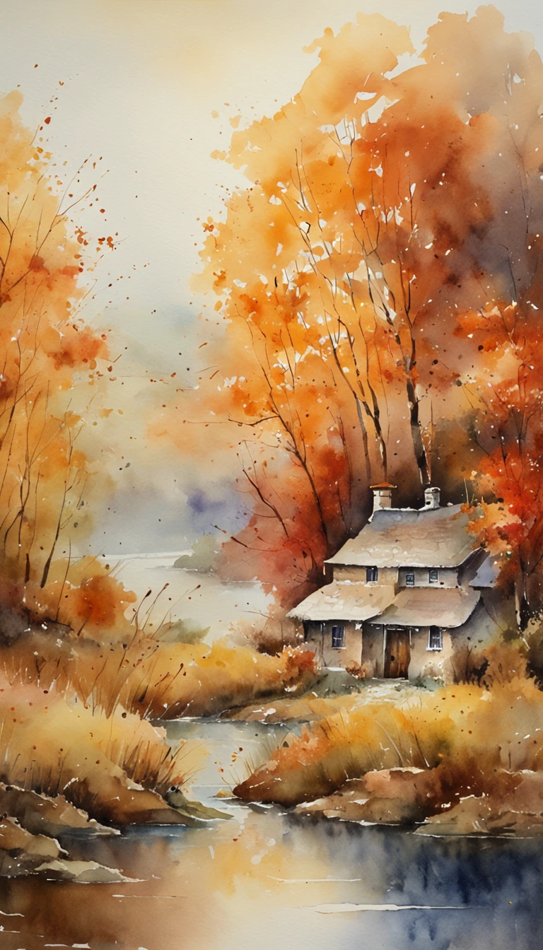 tmasterpiece, Top  Quality, hoog detail, Impressionism, Autumn Morning, Cruise along the lake in the morning mist, haze, Cinematic light,