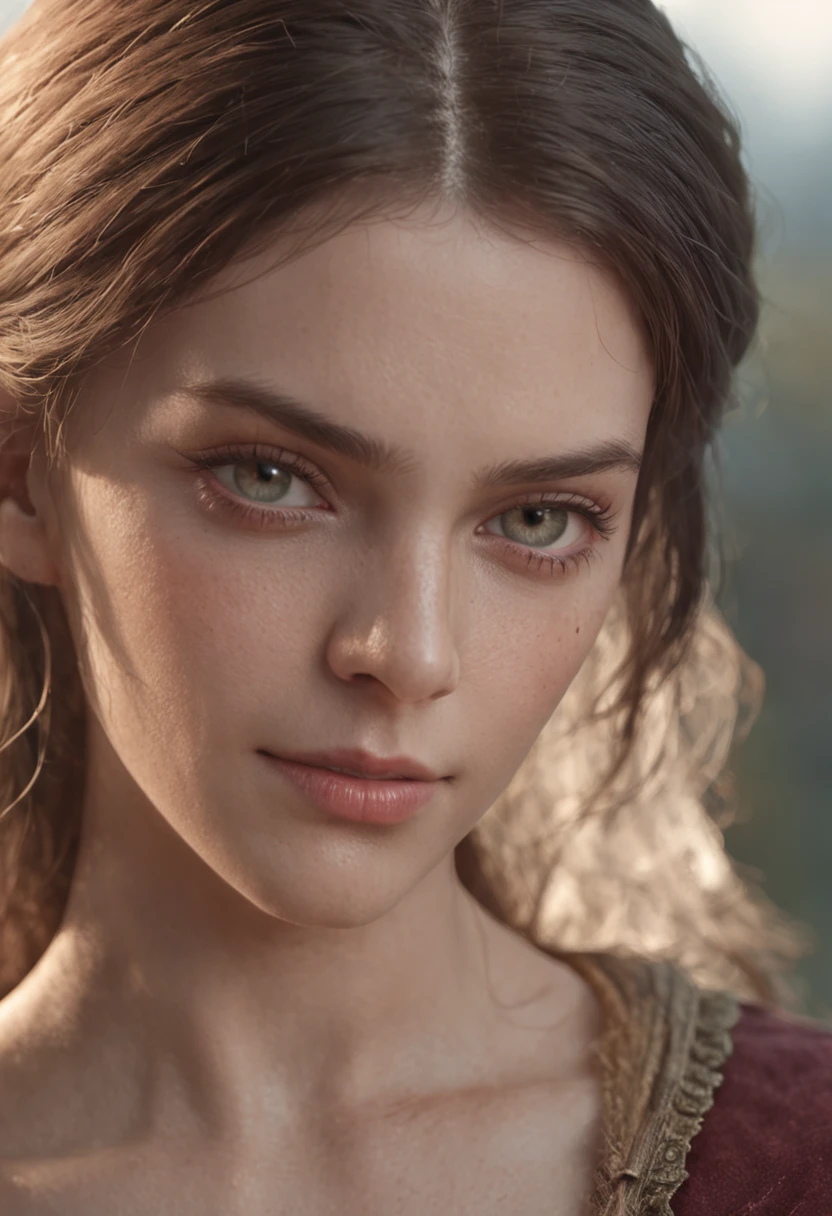 (detailed face, detailed eyes, clear skin, clear eyes), lotr, fantasy, elf, female, full body, looking at viewer, portrait, photography, detailed skin, realistic, photo-realistic, 8k, highly detailed, full length frame, High detail RAW color art, piercing, diffused soft lighting, shallow depth of field, sharp focus, hyperrealism, cinematic lighting