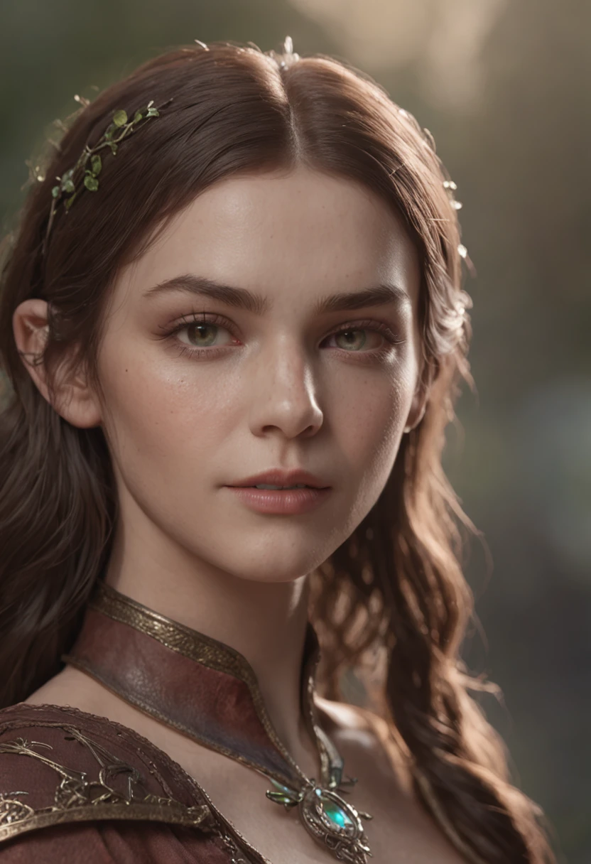 (detailed face, detailed eyes, clear skin, clear eyes), lotr, fantasy, elf, female, full body, looking at viewer, portrait, photography, detailed skin, realistic, photo-realistic, 8k, highly detailed, full length frame, High detail RAW color art, piercing, diffused soft lighting, shallow depth of field, sharp focus, hyperrealism, cinematic lighting