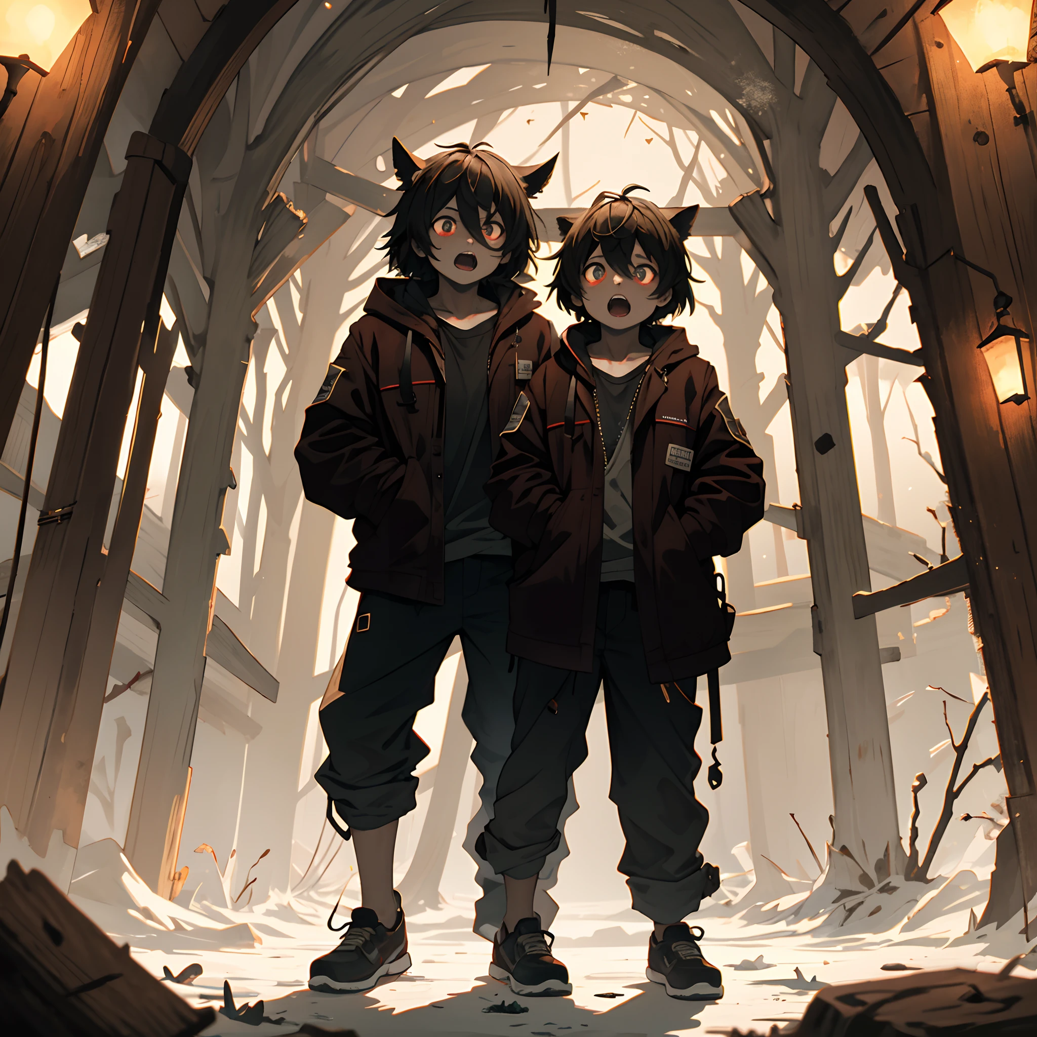 highres, paid reward available, unparalleled masterpiece, terrifying tale, Hansel and Gretel perfect anatomy, good lighting, volumetric lighting, cinematic shadow,