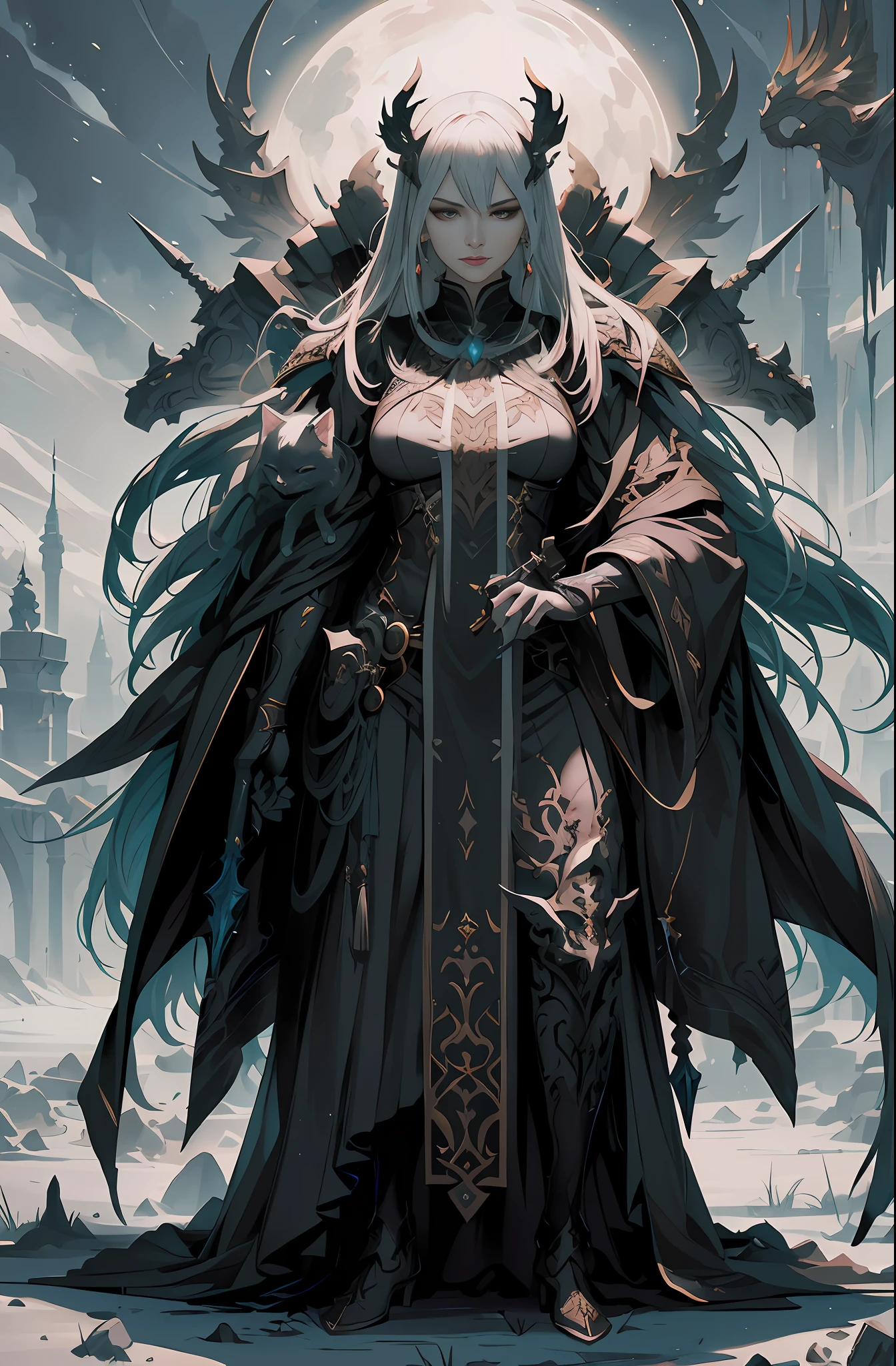 À la Fed image of woman with sword and cat, epic exquisite character art, dark fantasy style art, detailed fantasy art, 2. 5 d cgi anime fantasy artwork, portrait of a female mage, cushart krenz key art feminine, detailed digital 2d fantasy art, high fantasy illustration, Stunning character art, by Yang J