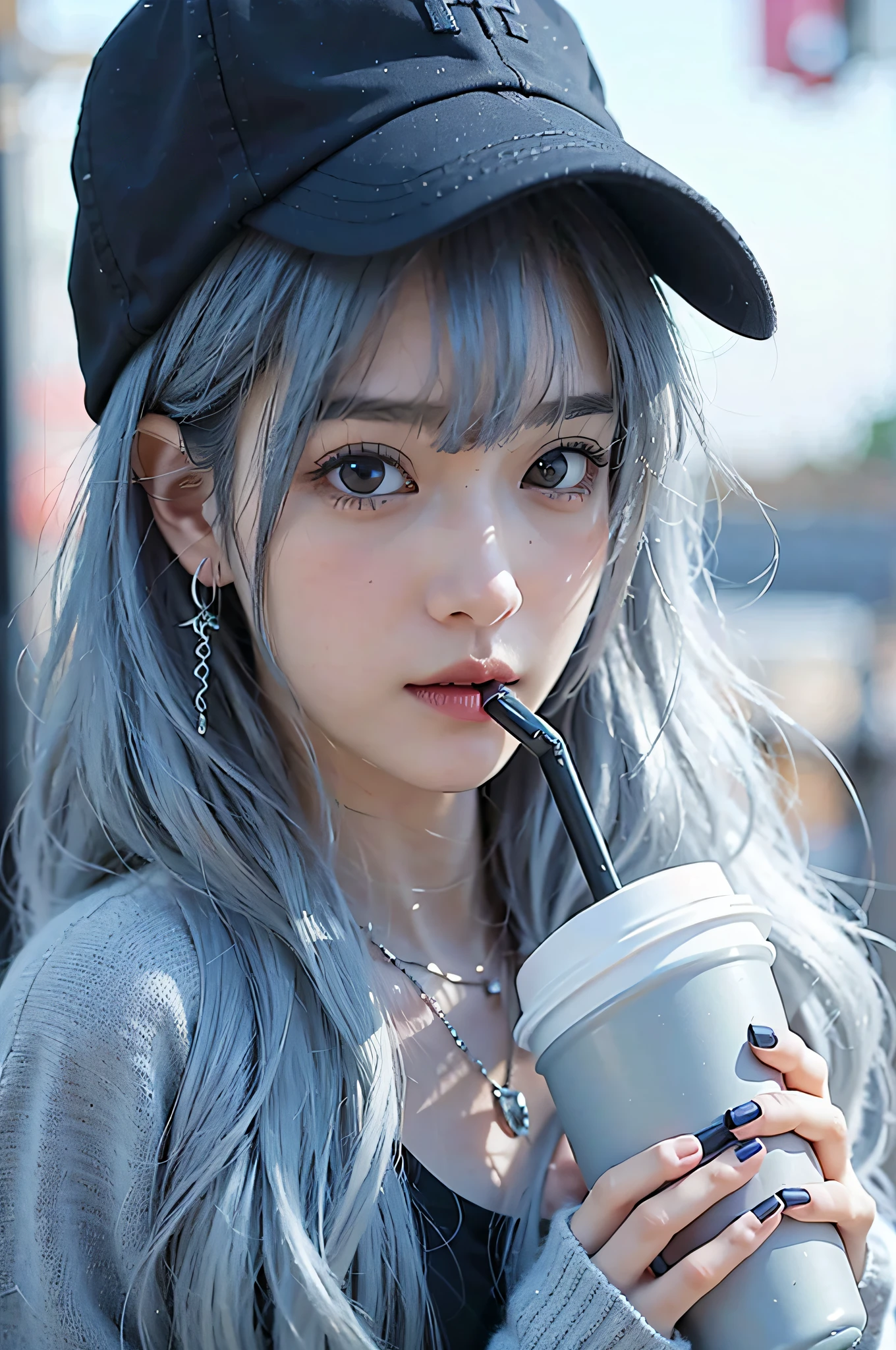 a close up of a person holding a drink in their hand, Guviz-style artwork, Realistic anime 3 D style, Guviz, Anime style. 8K, realistic anime artstyle, Realistic young anime girl, Realistic anime art style, anime girls drink Energy drink, Beautiful anime girl, 🤤 girl portrait, style of anime4 K