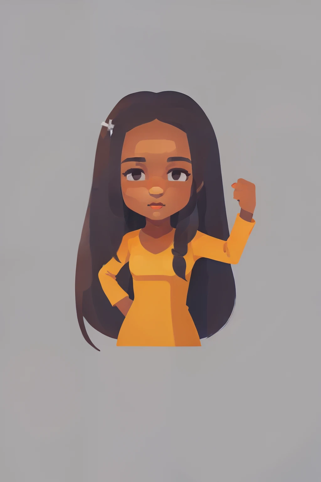 stickfigure,Cartoon Cute Girl,long whitr hair,Wear hairpins on your head