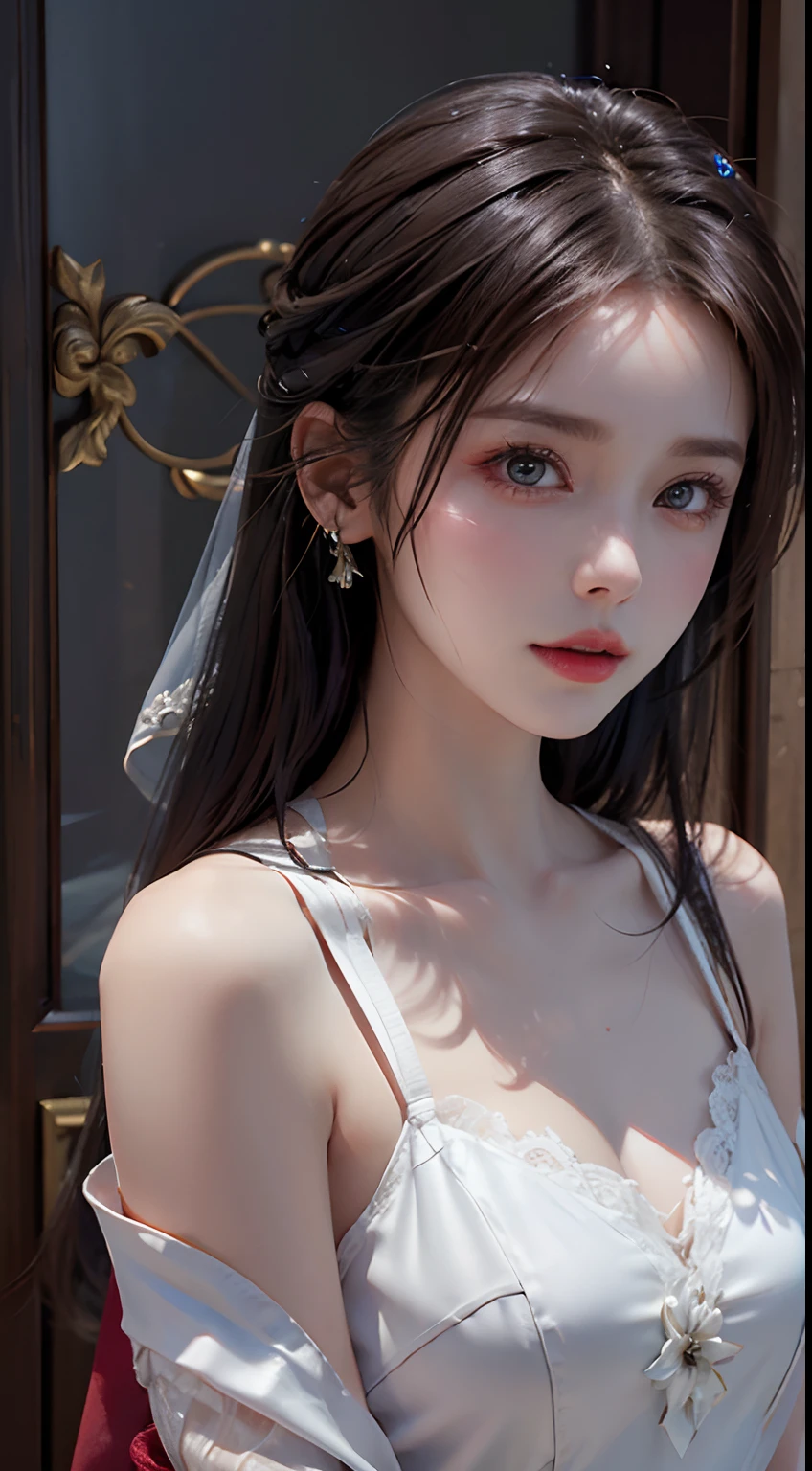 (((White background:1.3)))、Best Quality, masutepiece, High resolution, (((1girl in))), sixteen years old,(((eyes are white:1.3)))、robe blanche、((White shirt:1.3、White Block Dress)), Tindall Effect, Realistic, Shadow Studio,Ultramarine Lighting, dual-tone lighting, (High Detail Skins: 1.2)、Pale colored lighting、Dark lighting、 Digital SLR, Photo, High resolution, 4K, 8K, Background blur,Fade out beautifully、a white world、White background