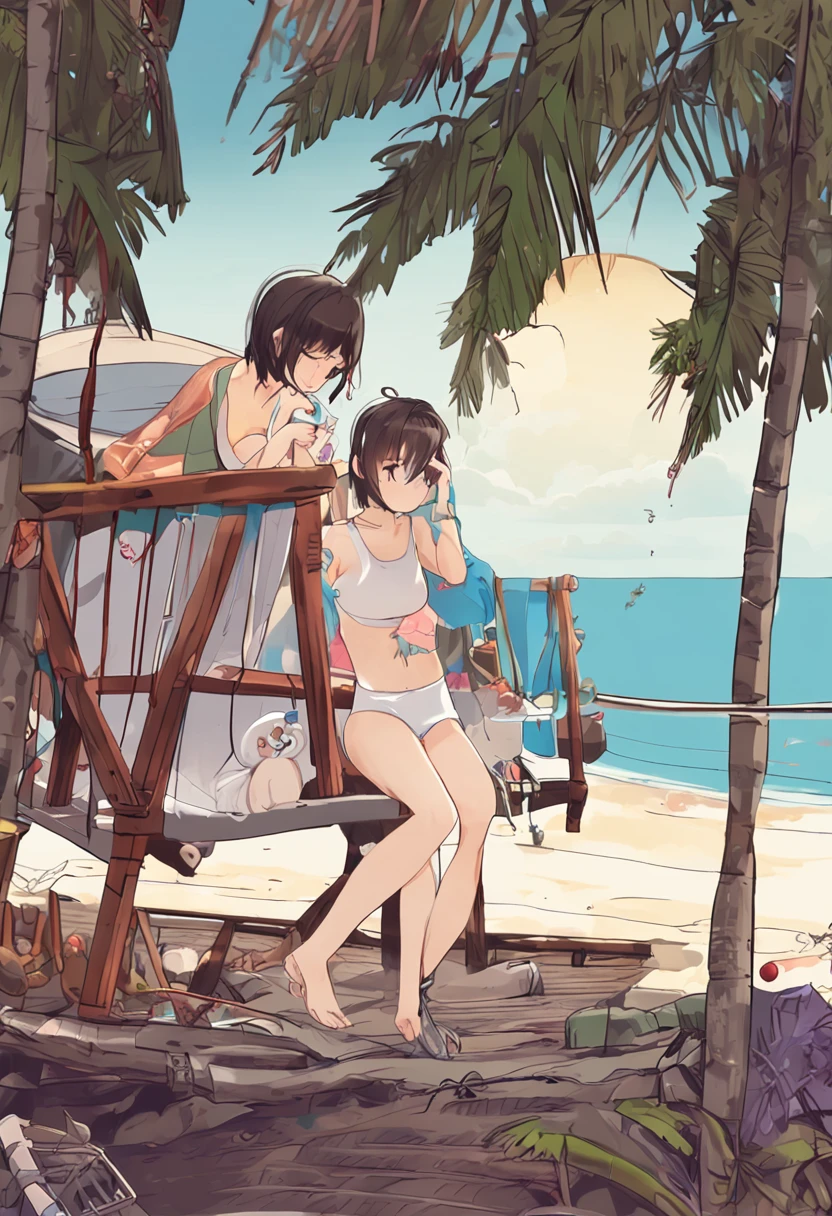 ((Best Masterpiece)), ((High Quality)), ((Real)), (((8k)) Bikini, Beautiful Sea, Japan People, , 4 Beauties Slender, SONY SLR Photography, 1 Long Hair, 1 Bob Hair, Camera Gaze, Cute, White T shirt, Cute, Smile, Natural, Realistic, Play on the Beach, Harem, Super High Quality, Photography, Close Face, Good Friend, Big Beauty, Small Beauty, Parasol, Gym Sitting, String Bun, String bra, four-person only, barbecue