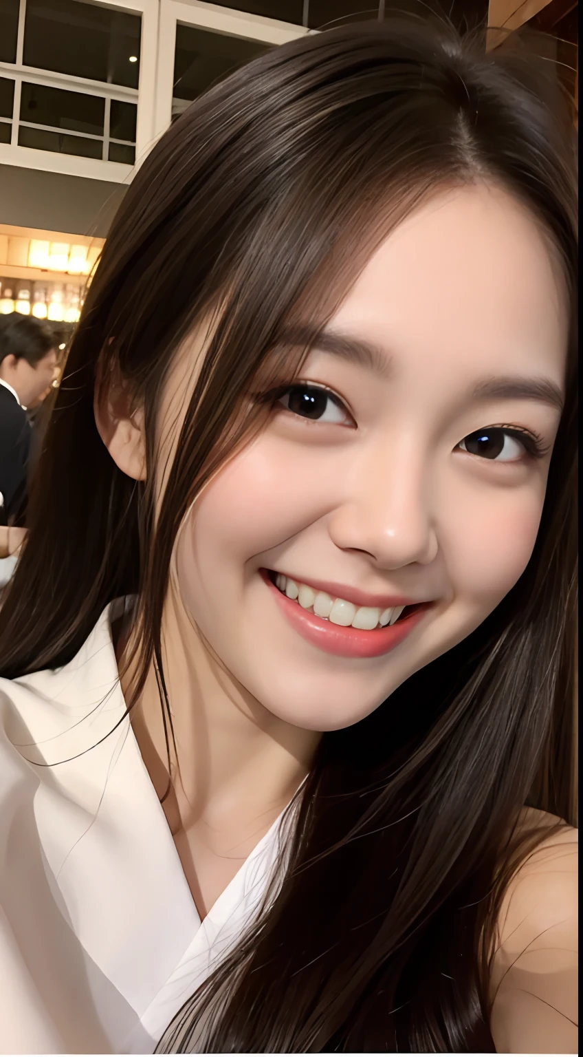 ((Top Quality, 8k, Masterpiece: 1.3)), 1 Girl, Beauty with Slim Abs: 1.3, smile, (Casual Hairstyle, Big: 1.2), Casual Wear: 1.2, Interior, Super Detail Face, Delicate Eyes, Double Eyelids, Soft Breasts, Smile, Exposed Cleavage, Blue Hair, Silky Hair, Red Lip, Mole Around the Eyes)