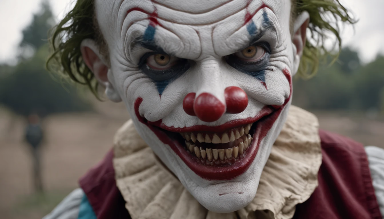 Photo,
evil clowns in your basement at night, horror, close up