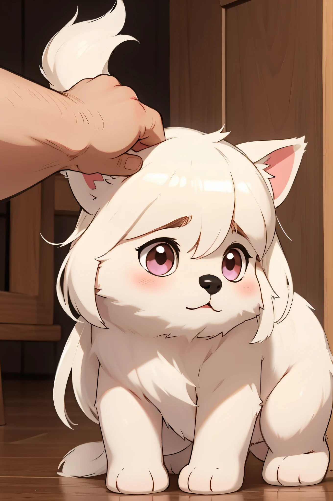 Hasaha, One girl, alone,, Animal ears, Shoulder Bare,Breast flash、Shoulder Bareオーバーサイズネグリジェ、Mischief、 Black Hair, Bunny ears, long hair, Brown eyes, Pointed Ears, Cute nightgown,(Attack someone while they're asleep)、(Stick your face in a man's chest)、No underwear, whole body, A devilish smile,Blushing look、Thin chest、Small breasts、clothes get messed up、(Show off your chest)、bring one's body into close contact、Looking up