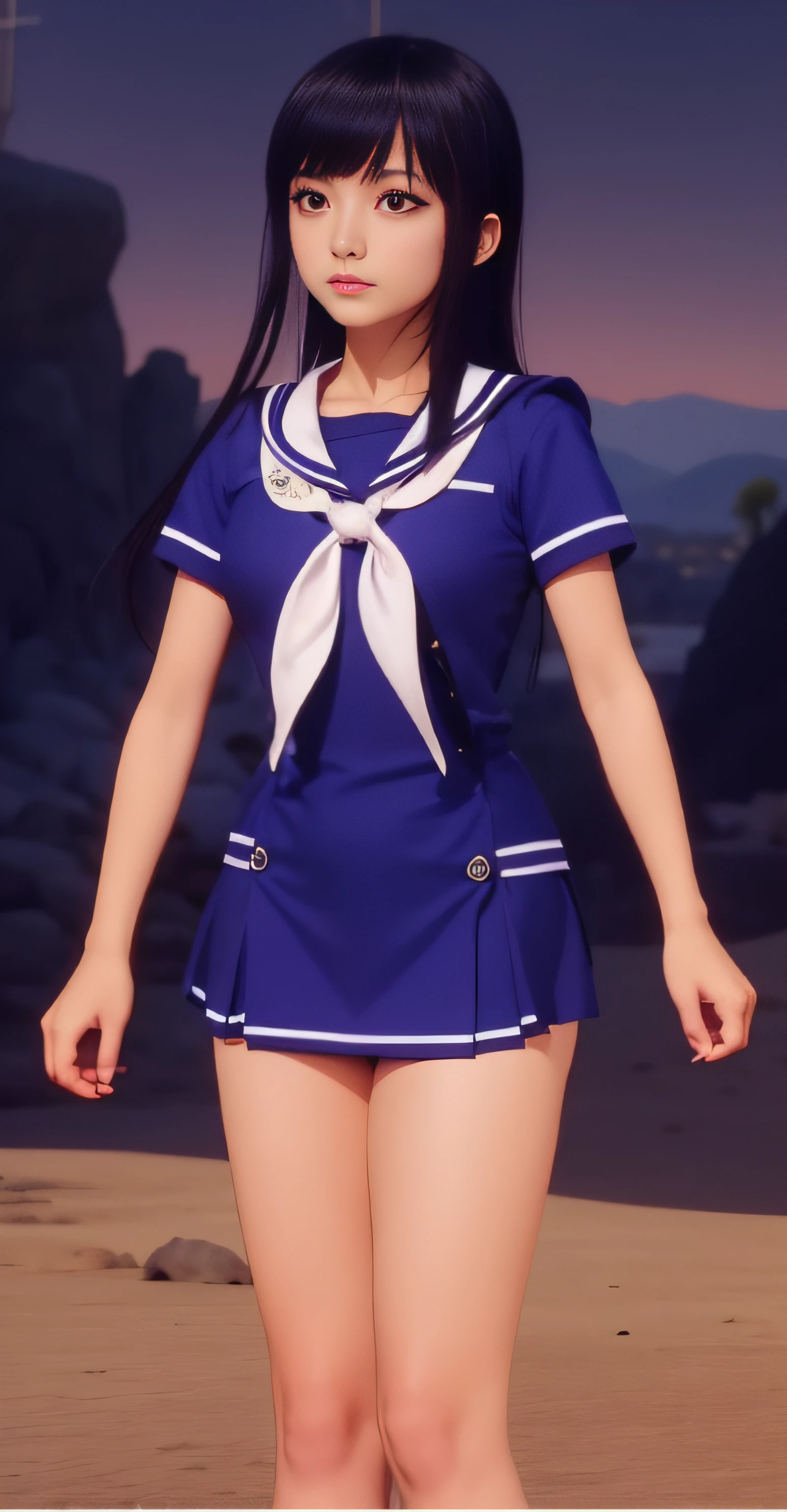 A cartoon girl in a sailor's outfit standing in a desert, Uniforme azul, Uniforme de marinheiro, magical school student uniform, Nico Robin, menina vestindo o uniforme, Maya Fey, da Ace Advogado, magic school uniform, ikki tousen | |, Estilo anime como destino/noite de estadia, Uniformes JK, uniformes femininos de marinheiro, camisa solta colar marinheiro uniforme, usando uniforme escolar