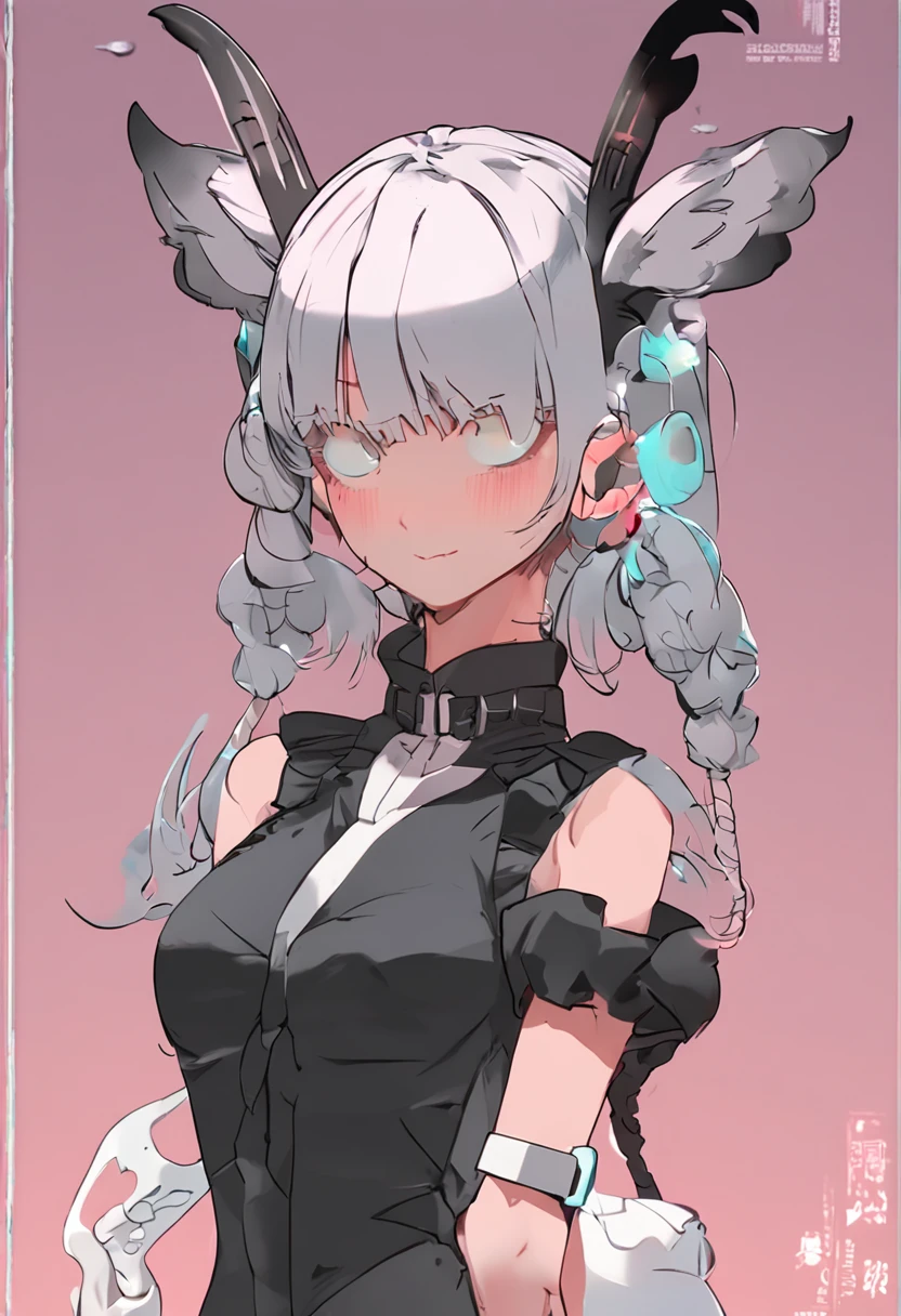 black hair, hair bobbles, wince, longeyelashes, solid circle eyes, fake animal ears, light smile, ear blush, fang, Surrealism, drop shadow, anaglyph, stereogram, tachi-e, pov, atmospheric perspective, 8k, super detail, ccurate