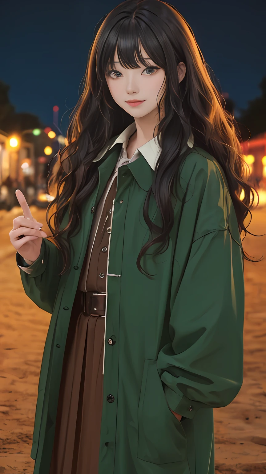 (masterpiece:1.2), (best quality:1.2), night, (looking at viewer), bright skin, cowboy shot,
outdoors, fringe,
long hair, (wavy hair),