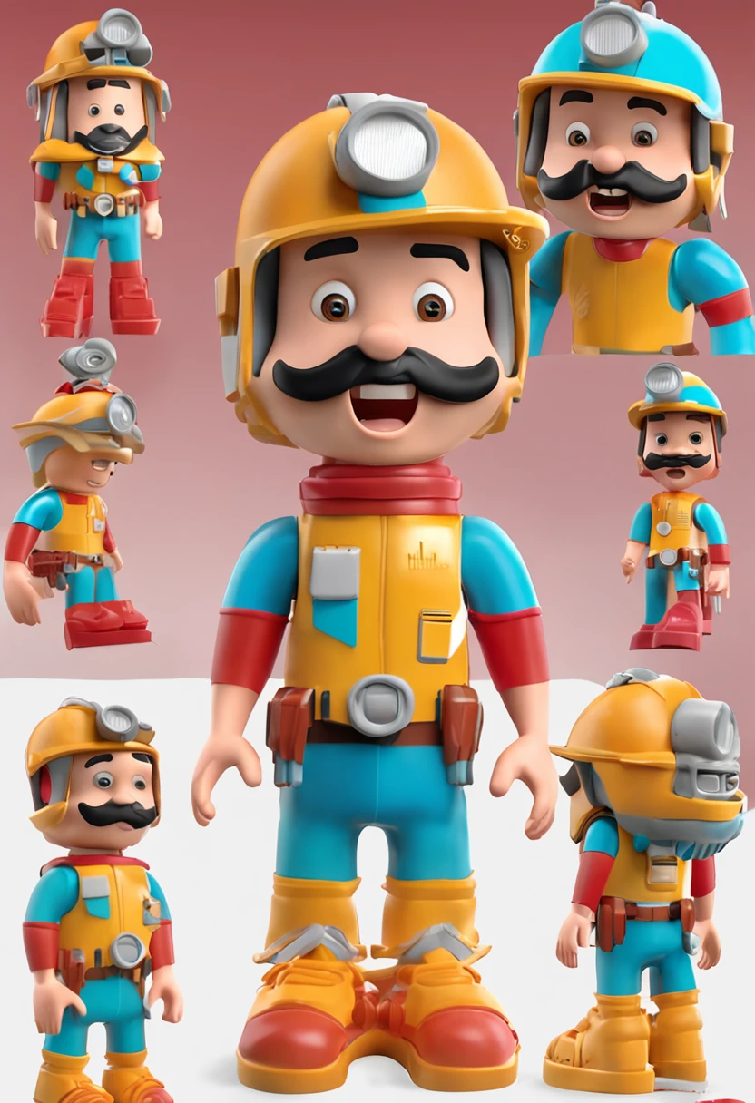 Crie um mascote semelhante ao playmobil , personagem infantil , 8k, Modelo 3D, O corpo como forma de um brinquedo , com boca, 2 olhos e sem nariz, with legs and arms, de corpo inteiro. The character is cute and charismatic, o personagem tem cores vivas e coloridas. fotorrealista, super alta qualidade, Super Detalhe, ultra-accurate description of hands, roupas detalhadas, utensilios bem detalhados, master part, 8k, HDR