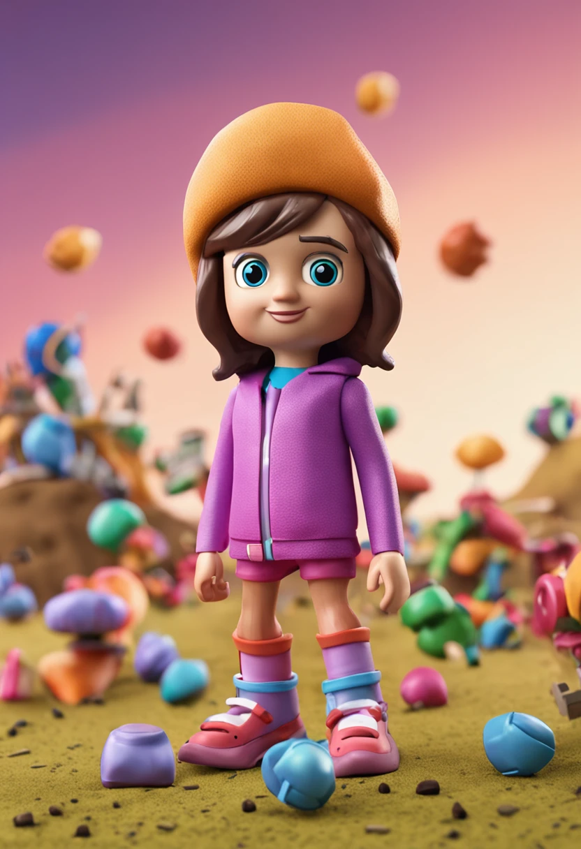 Crie um mascote semelhante ao playmobil , personagem infantil , 8k, Modelo 3D, O corpo como forma de um brinquedo , com boca, 2 olhos e sem nariz, with legs and arms, de corpo inteiro. The character is cute and charismatic, o personagem tem cores vivas e coloridas. fotorrealista, super alta qualidade, Super Detalhe, ultra-accurate description of hands, roupas detalhadas, utensilios bem detalhados, master part, 8k, HDR