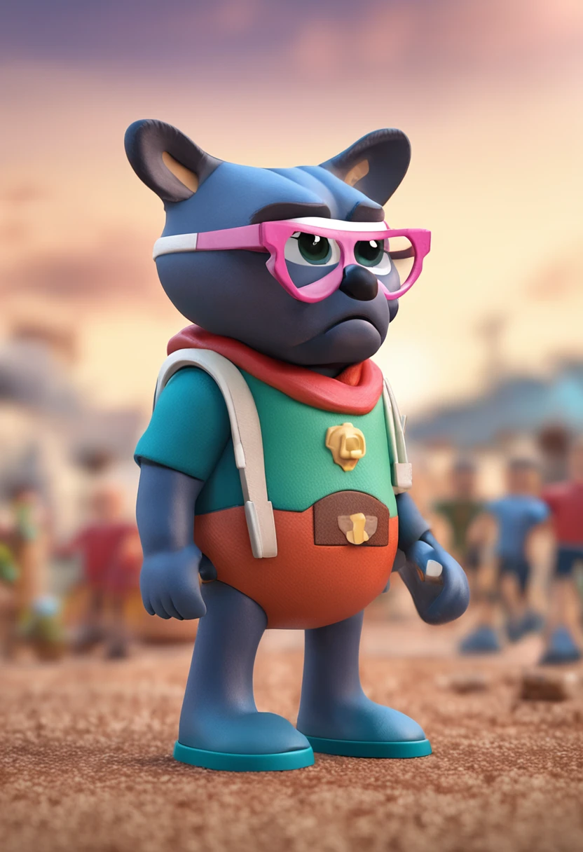 Crie um mascote semelhante ao playmobil , personagem infantil , 8k, Modelo 3D, O corpo como forma de um brinquedo , com boca, 2 olhos e sem nariz, with legs and arms, de corpo inteiro. The character is cute and charismatic, o personagem tem cores vivas e coloridas. fotorrealista, super alta qualidade, Super Detalhe, ultra-accurate description of hands, roupas detalhadas, utensilios bem detalhados, master part, 8k, HDR